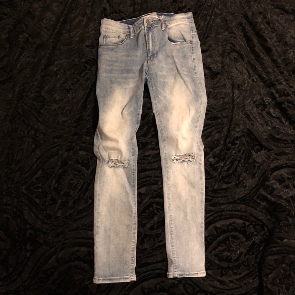 M.Society Distressed Blue Washed Skinny Jeans